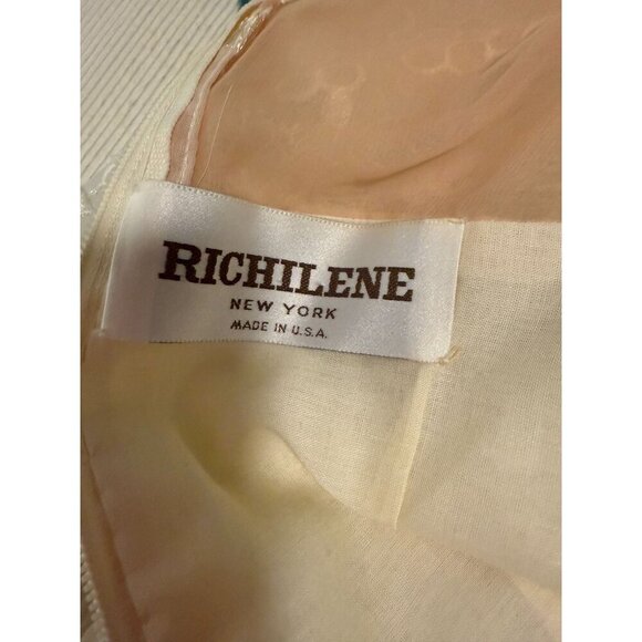 Vintage Richilene Lace Dress With Embroidered Floral Design & Puff Sleeves - Picture 7 of 12